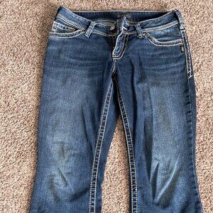 Silver Jeans Women's Suki Mid Rise Curvy Fit Indigo Bootcut Jeans 28/L32 cotton